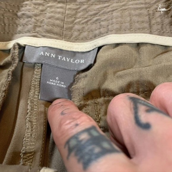 Ann Taylor Womens 6 Chino Pants Tan Brown Flare Mid Rise Stretch Casual Office - Picture 5 of 14